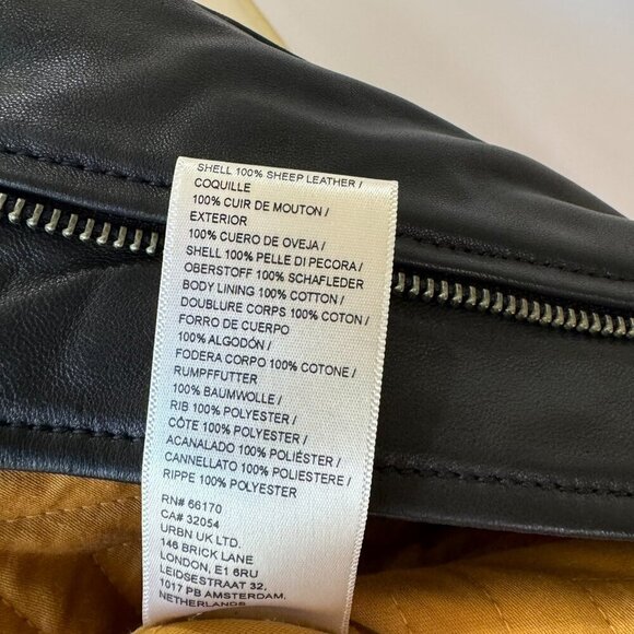 New Free People We The Free Leather Bomber Jacket Coat Collared in Black - Picture 8 of 10